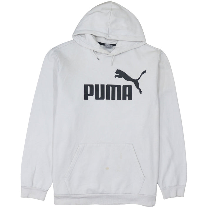 Puma Men's White Pullover Hoodie XXL Logo Fleece Sweatshirt