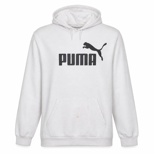 Puma Men's White Pullover Hoodie XXL Logo Fleece Sweatshirt