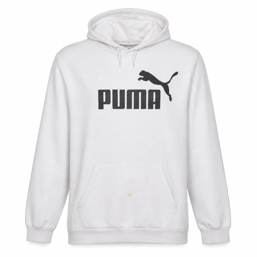 Puma Men's White Pullover Hoodie XXL Logo Fleece Sweatshirt