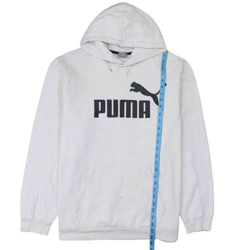 Puma Men's White Pullover Hoodie XXL Logo Fleece Sweatshirt