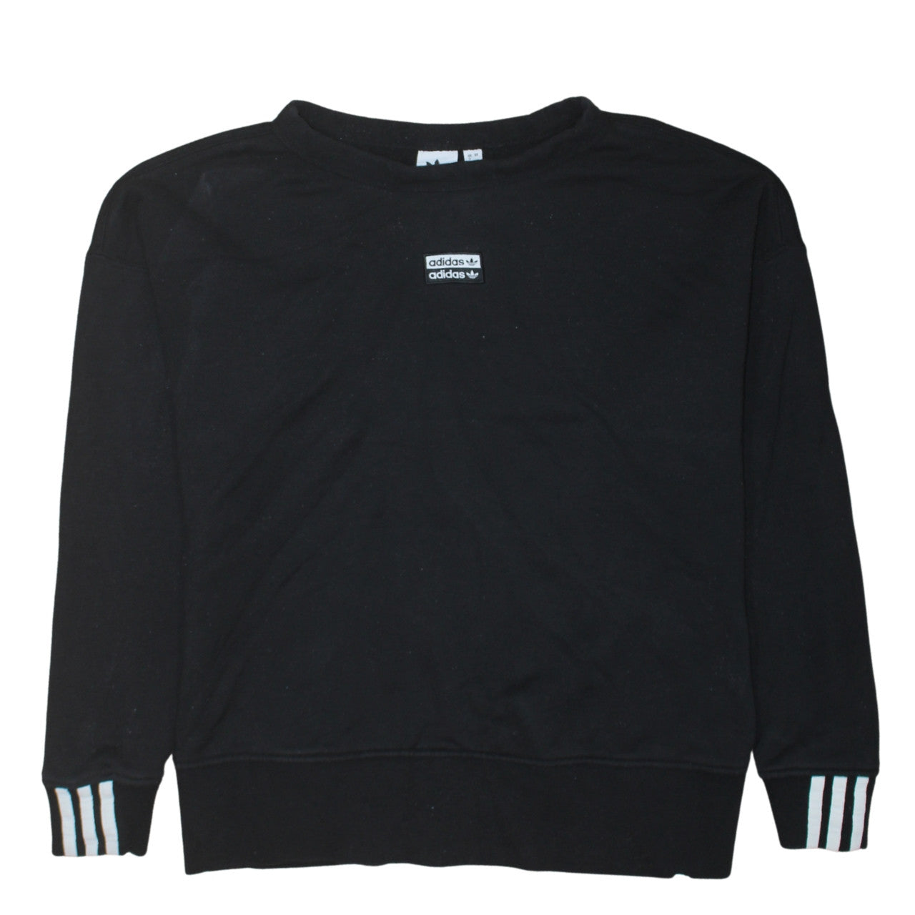 Adidas Women Black Crew Neck Pullover Sweatshirt Size 8