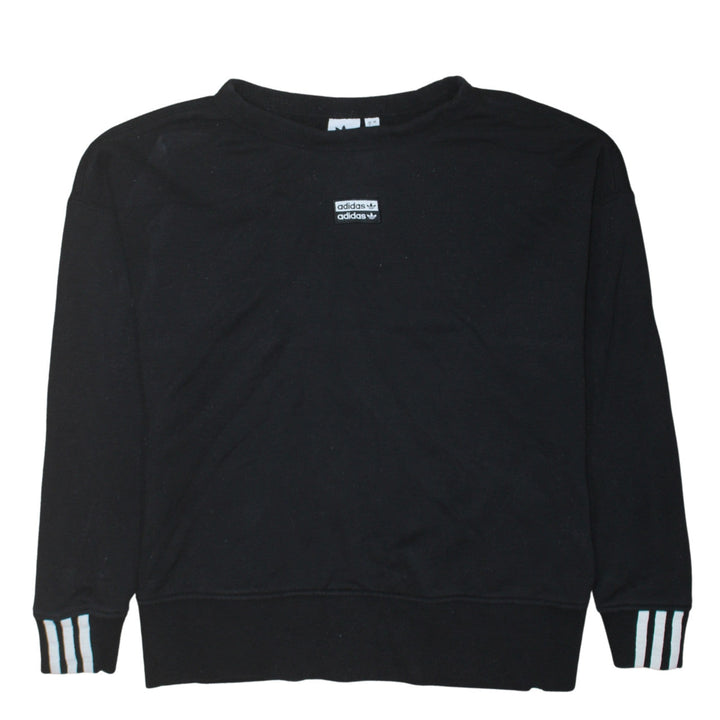 Adidas Women Black Crew Neck Pullover Sweatshirt Size 8