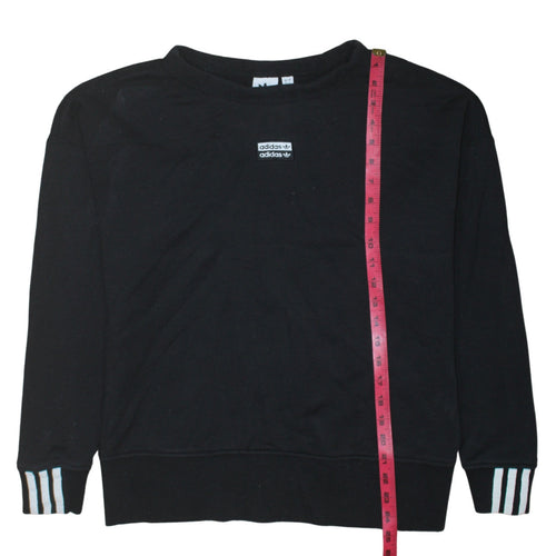 Adidas Women Black Crew Neck Pullover Sweatshirt Size 8