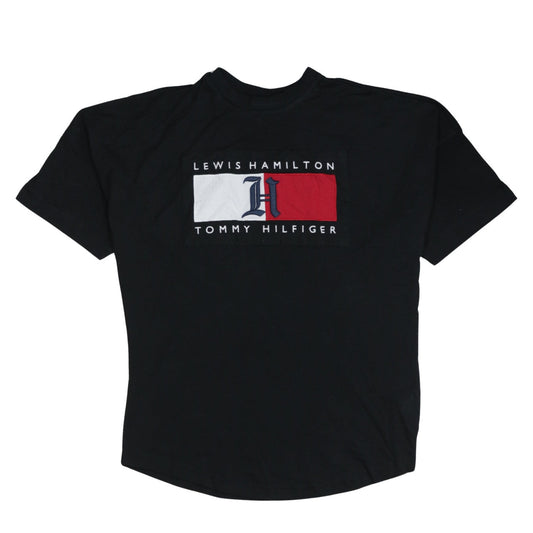 Tommy Hilfiger Lewis Hamilton Men's Black Cotton Logo T-Shirt Size S