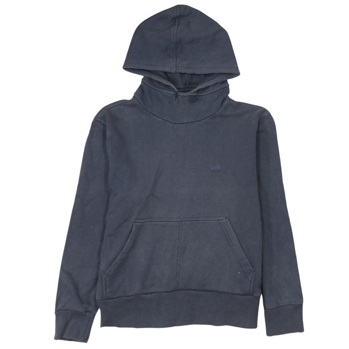 Adidas Women Blue Pullover Hoodie Size 12 Kangaroo Pocket Casual