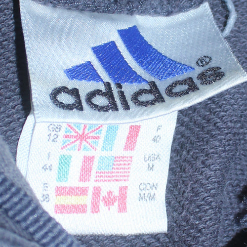 Adidas Women Blue Pullover Hoodie Size 12 Kangaroo Pocket Casual