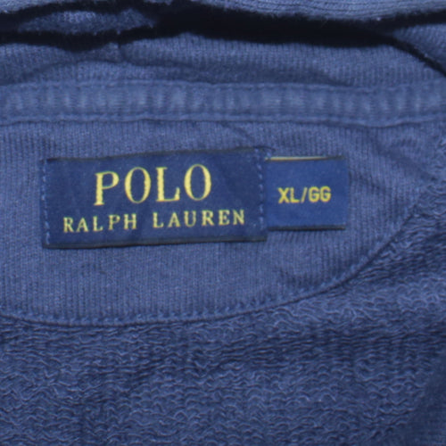 Ralph Lauren Men's Blue Pullover Hoodie XL Logo Cotton