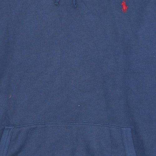 Ralph Lauren Men's Blue Pullover Hoodie XL Logo Cotton