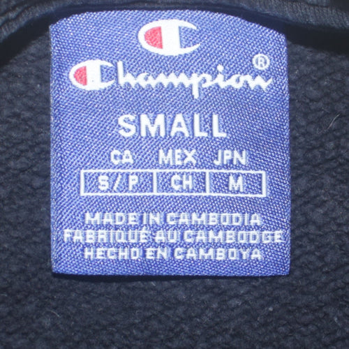 Champion Men Black Small Pullover Sweatshirt Embroidered Logo Cotton