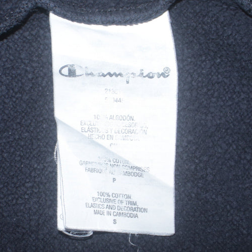Champion Men Black Small Pullover Sweatshirt Embroidered Logo Cotton