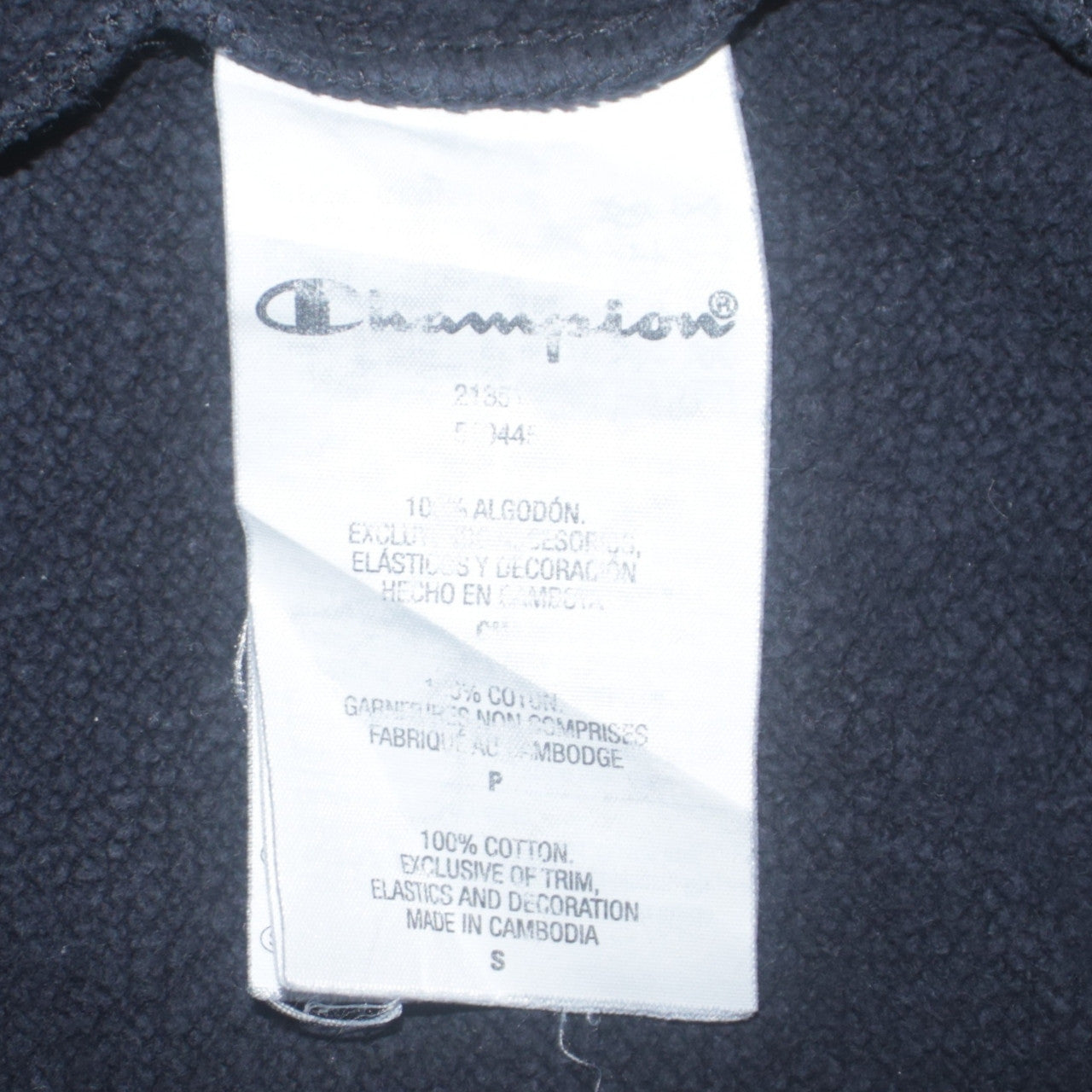 Champion Men Black Small Pullover Sweatshirt Embroidered Logo Cotton
