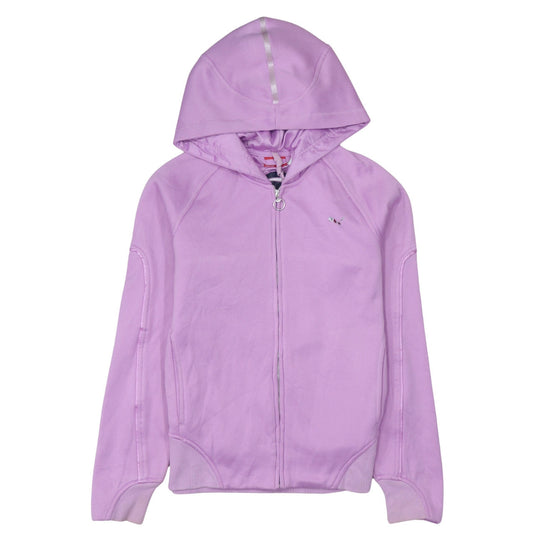 Puma Women Purple Full Zip Hoodie UK 12 Polyester Cotton Blend