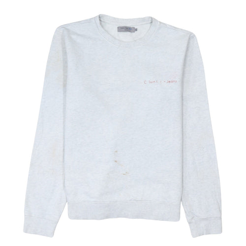 Calvin Klein Jeans Men's Grey Slim Fit Crew Neck Sweatshirt M