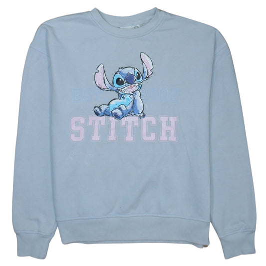 Front view of Primark Disney Women Blue Stitch Pullover Sweatshirt, size S