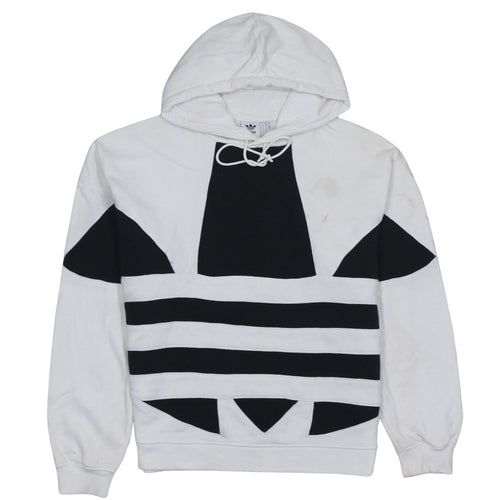 Adidas Women's White & Black Pullover Hoodie UK 10 Cotton Blend