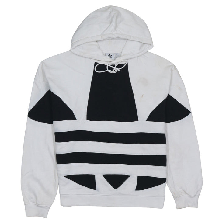 Adidas Women's White & Black Pullover Hoodie UK 10 Cotton Blend