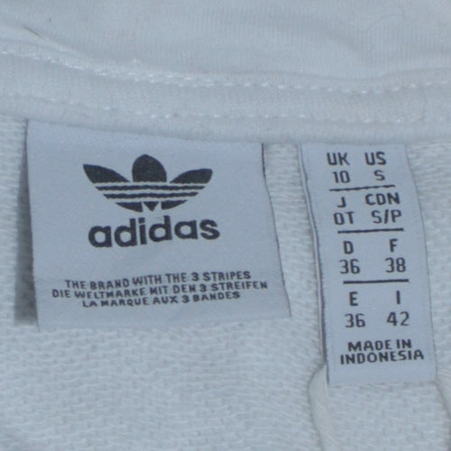 Adidas Women's White & Black Pullover Hoodie UK 10 Cotton Blend