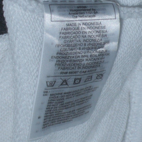 Adidas Women's White & Black Pullover Hoodie UK 10 Cotton Blend