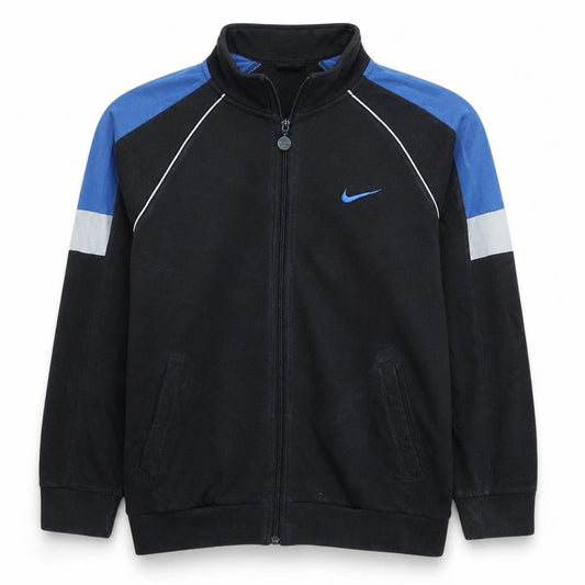 Front view of Nike boys’ black blue track jacket zip-up sportswear 12-13 years