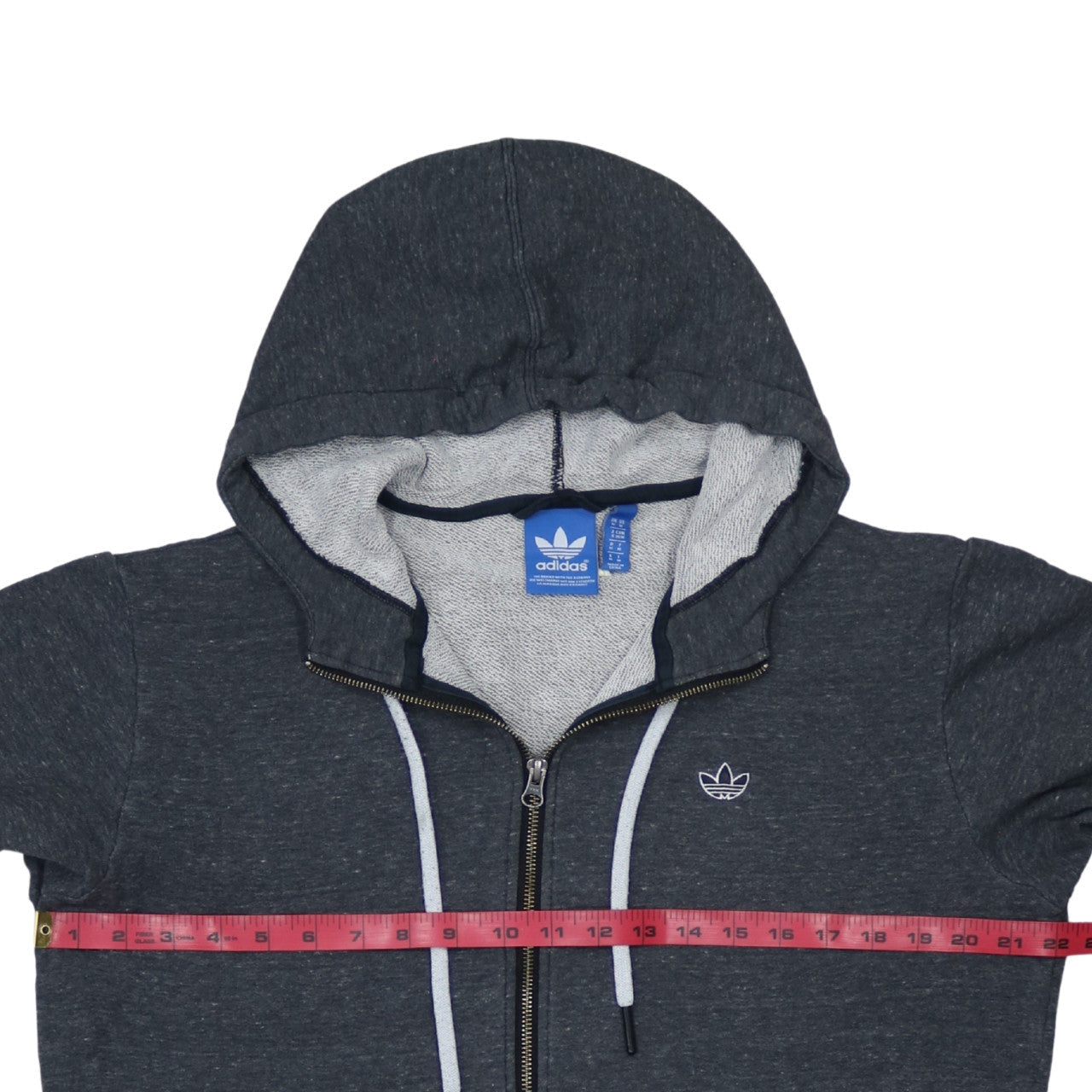 Adidas Mens Grey Full Zip Hoodie Size M Regular Fit
