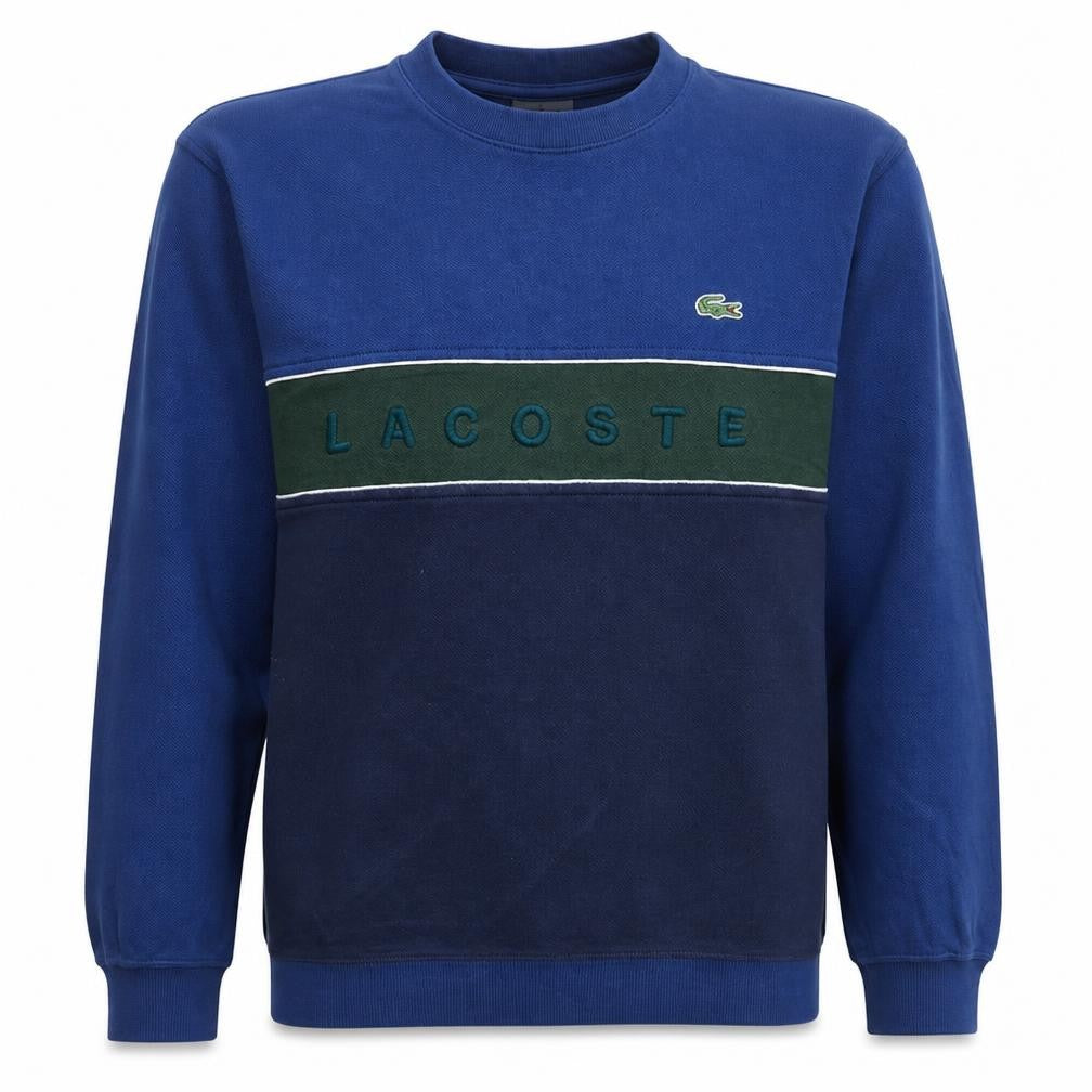 Front view of Lacoste Men's Blue Embroidered Logo Sweatshirt L Regular Fit