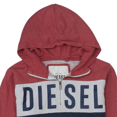 Diesel Mens Multicoloured XL 1/2 Zip Hoodie Graphic Print Hooded Sweatshirt