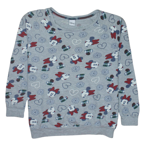 Disney Tu Womens Grey Minnie Mouse Pullover Sweatshirt Size 12