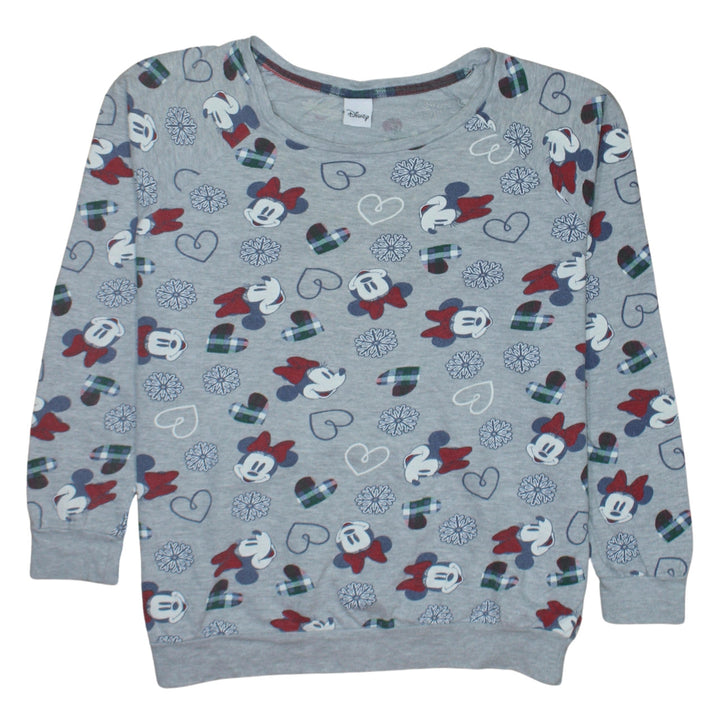 Disney Tu Womens Grey Minnie Mouse Pullover Sweatshirt Size 12