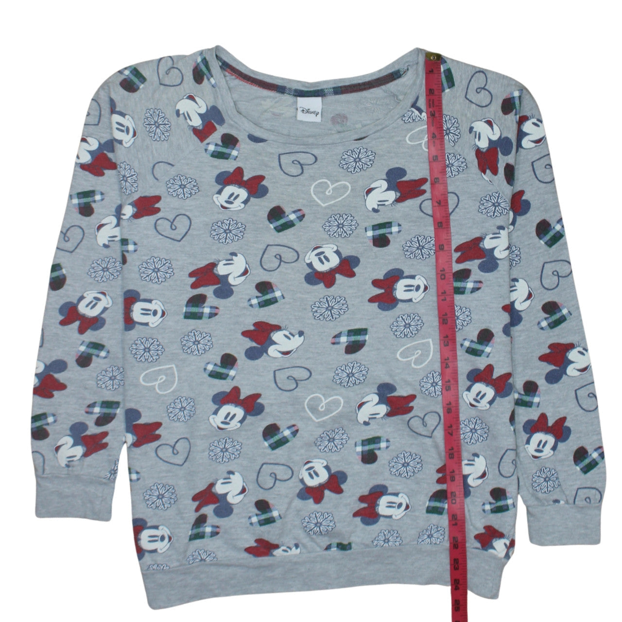 Disney Tu Womens Grey Minnie Mouse Pullover Sweatshirt Size 12