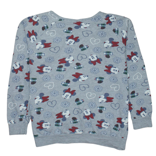 Disney Tu Womens Grey Minnie Mouse Pullover Sweatshirt Size 12