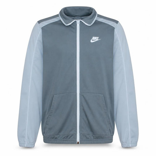 Front view of Nike boys’ grey xl track jacket lightweight zip activewear top
