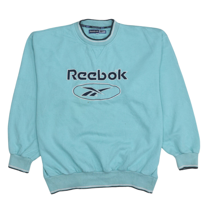 Reebok Women's Blue Logo Pullover Sweatshirt L Retro 90s Sportswear