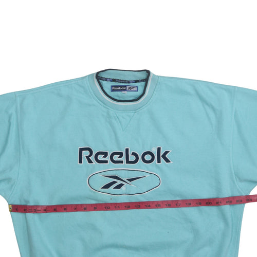Reebok Women's Blue Logo Pullover Sweatshirt L Retro 90s Sportswear