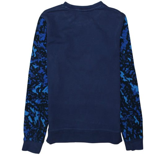 Nike Men's Blue Camouflage Sleeve Crew Neck Cotton Sweatshirt M