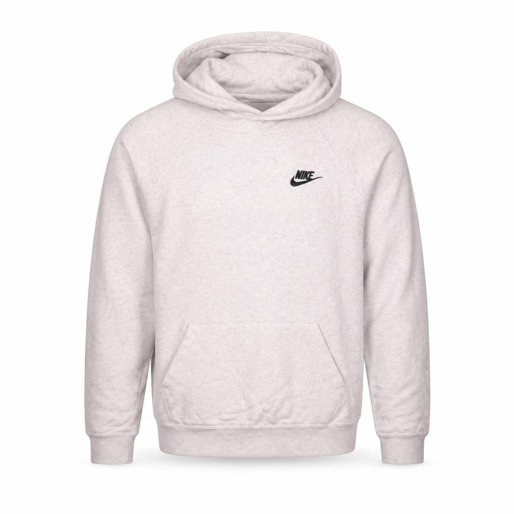 Front view of Nike Men Grey Pullover Hoodie Small Fleece Logo Sweatshirt