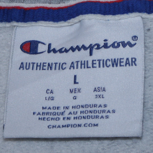 Champion Women's Grey Beige Pink Colourblock Pullover Hoodie L