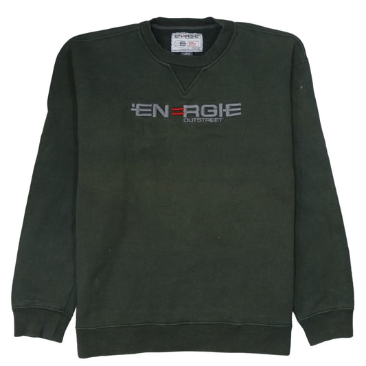 Energie Men's Green Large Pullover Crew Neck Embroidered Sweatshirt