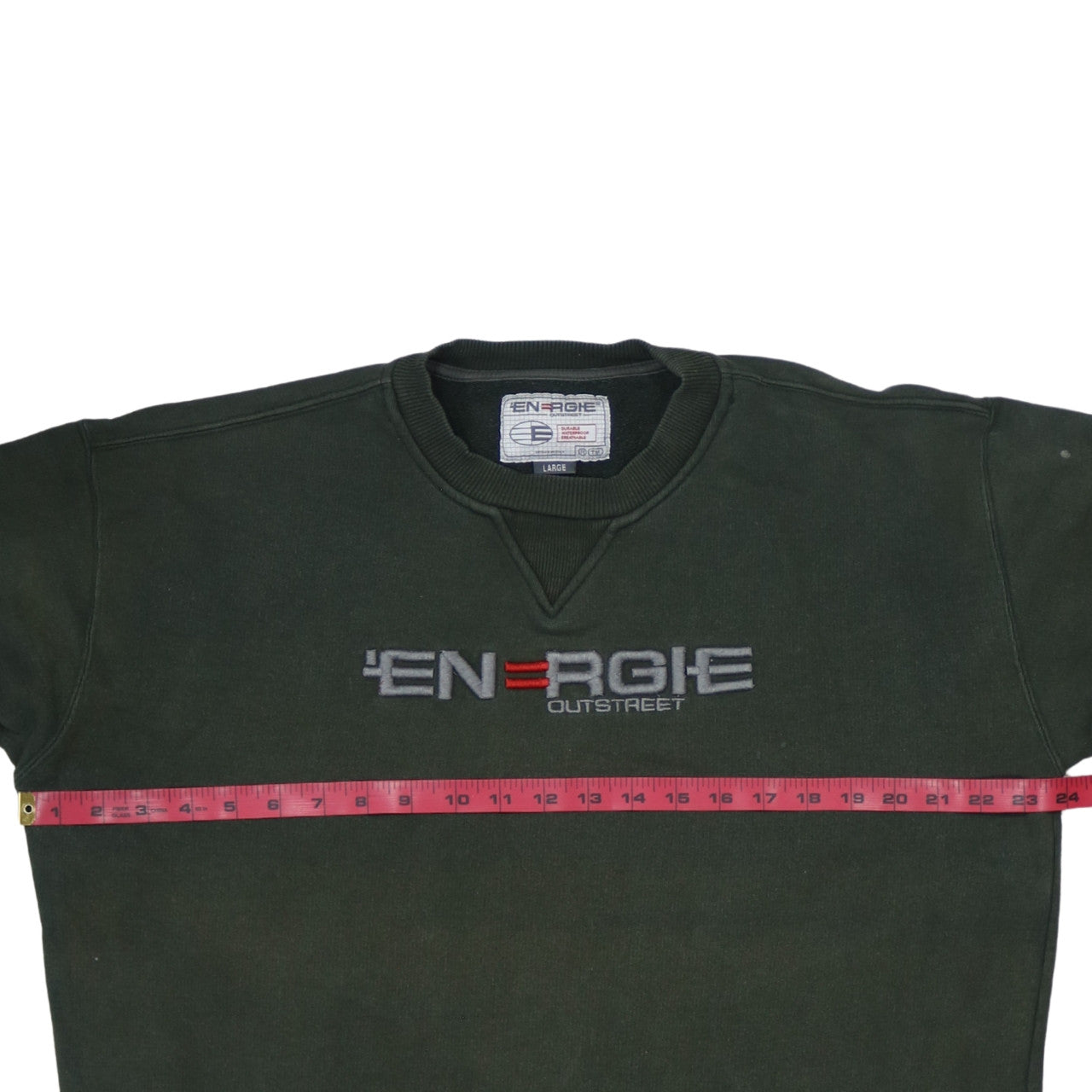 Energie Men's Green Large Pullover Crew Neck Embroidered Sweatshirt