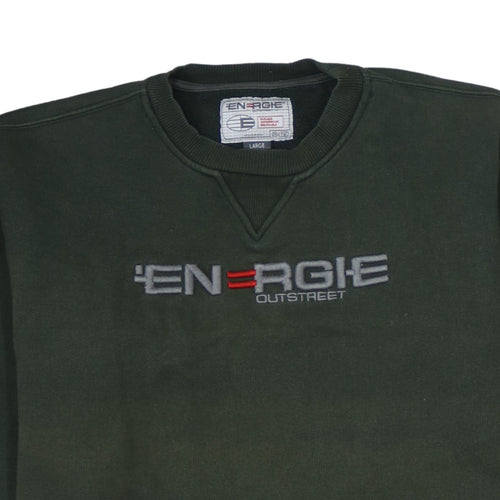 Energie Men's Green Large Pullover Crew Neck Embroidered Sweatshirt