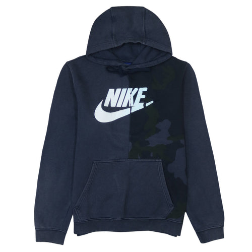 Nike Men's Blue Pullover Hoodie S Camouflage Graphic Logo Fleece