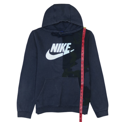 Nike Men's Blue Pullover Hoodie S Camouflage Graphic Logo Fleece
