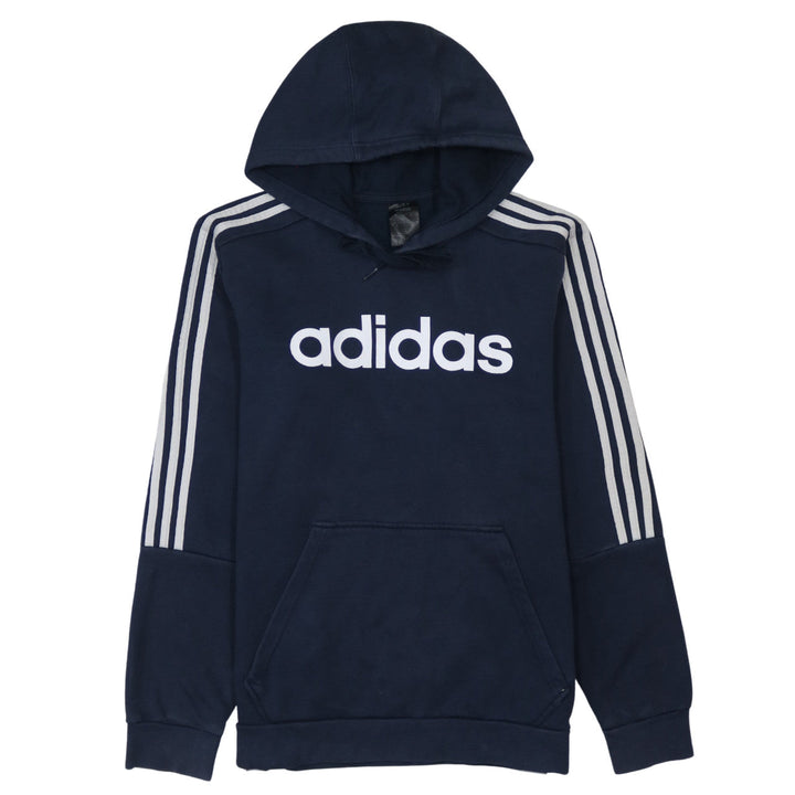 adidas Men’s Blue Pullover Hoodie Medium Logo Fleece Sweatshirt