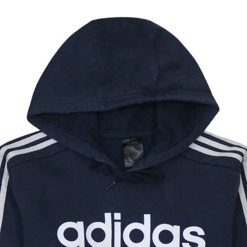 adidas Men’s Blue Pullover Hoodie Medium Logo Fleece Sweatshirt