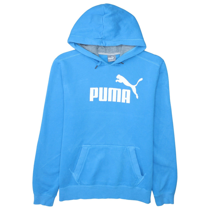 Puma Mens Blue Pullover Hoodie L Logo Graphic Sportswear