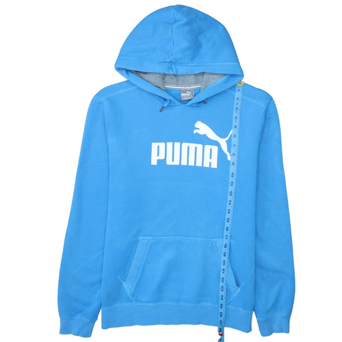 Puma Mens Blue Pullover Hoodie L Logo Graphic Sportswear