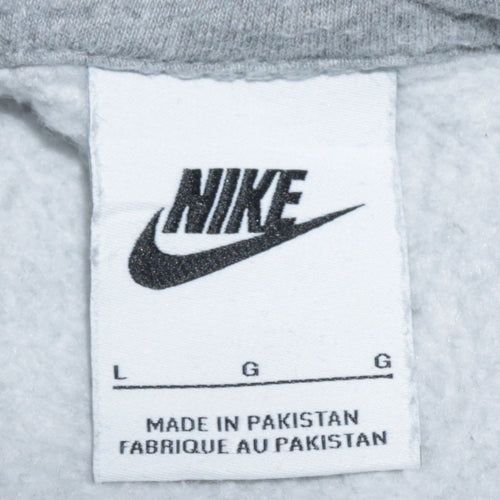 Nike Men Grey Pullover Hoodie L Regular Fit Fleece Sportswear