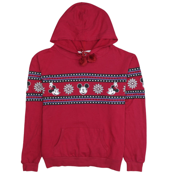 Disney Women's Red Hoodie XL Mickey Mouse Fair Isle Pullover Secret Possessions
