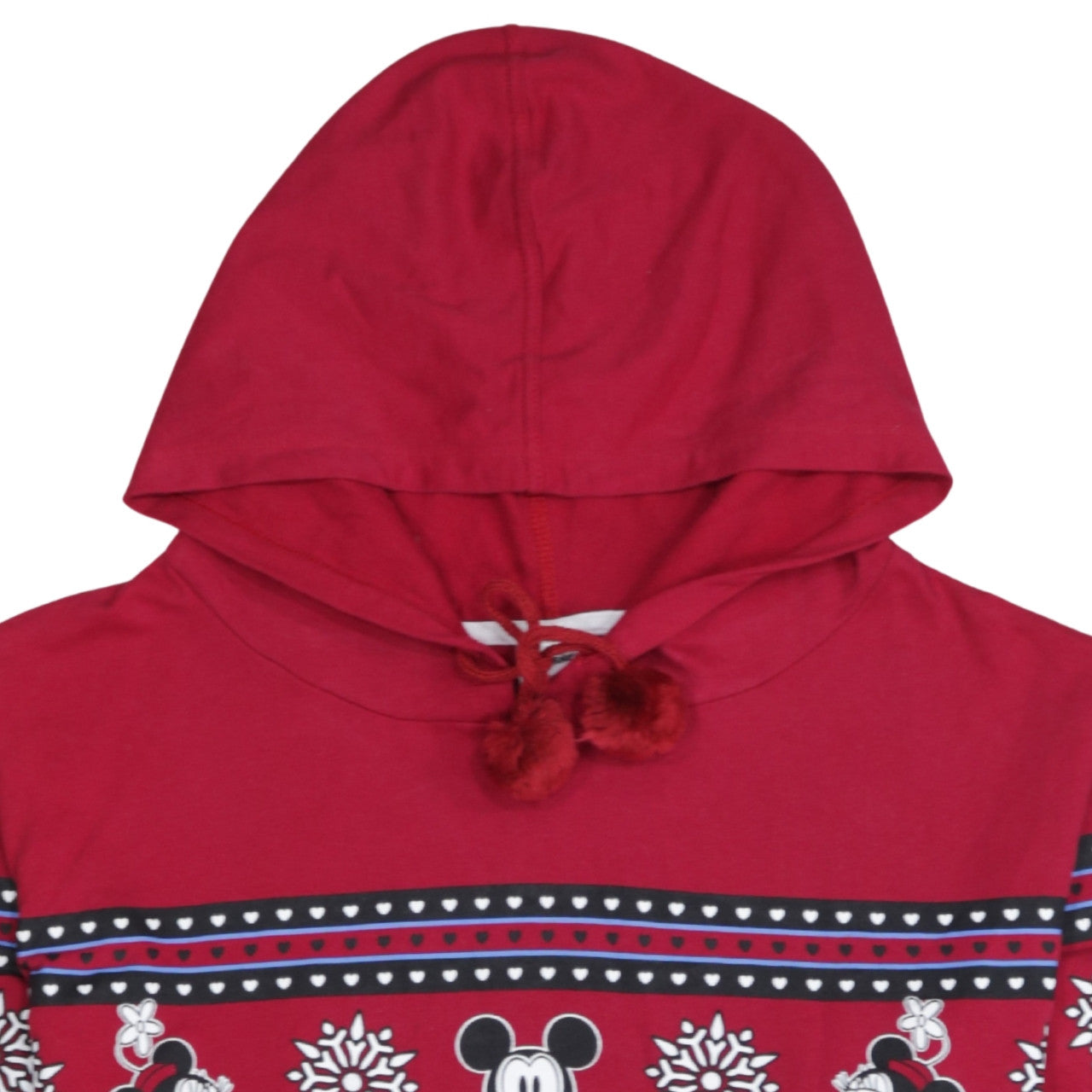 Disney Women's Red Hoodie XL Mickey Mouse Fair Isle Pullover Secret Possessions