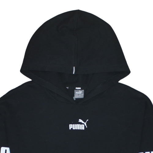 Puma Boys Black & White Pullover Hoodie 15-16 Years Colourblock Logo Fleece