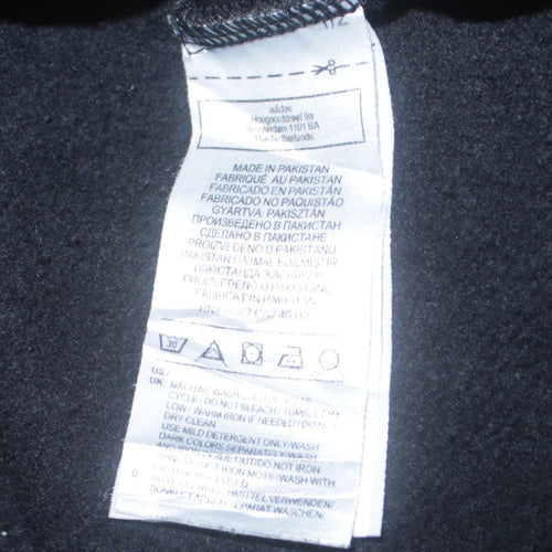 Adidas Women Black 1/4 Zip Sweatshirt UK 10 Logo Trim Long Sleeve